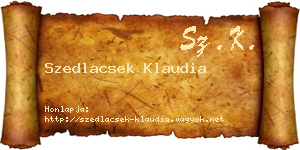 Szedlacsek Klaudia névjegykártya