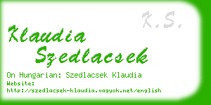 klaudia szedlacsek business card